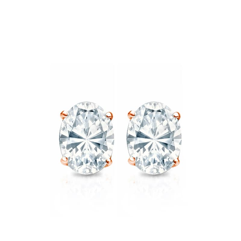 Auriya 14k Gold Lab Grown Diamond Oval Stud Earrings 0.50 to 5.00 ct. tw. Screw-Back (F-G, VS)