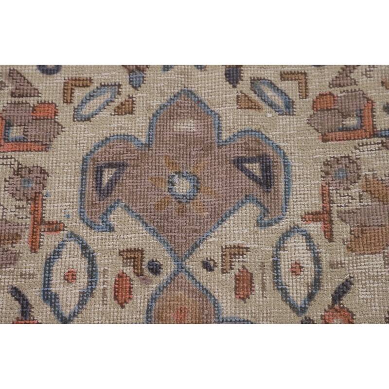Distressed Tabriz Persian Antique Area Rug Handmade Wool Carpet - 6'7" x 9'4"