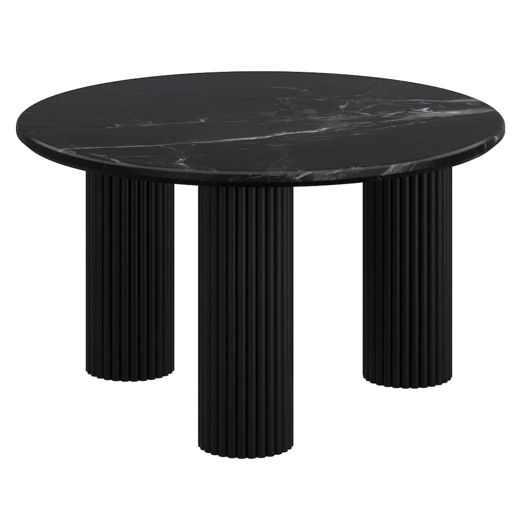 Mid-Century Modern Solid Wood & Marble Coffee Table