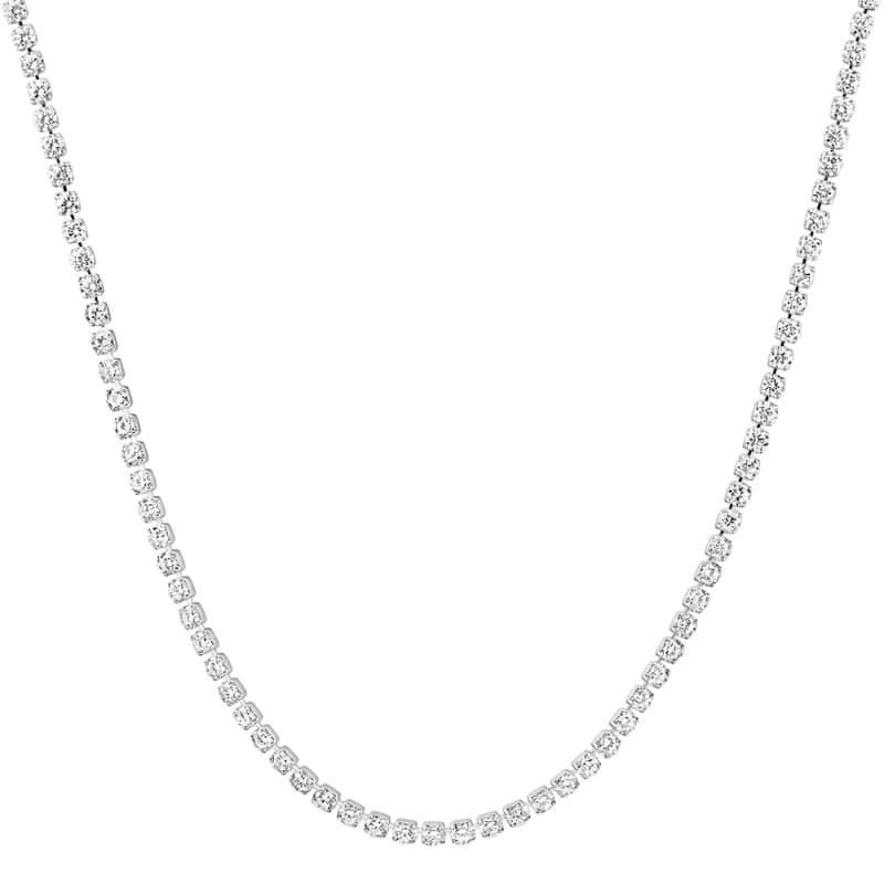 Bliss Diamond Platinum 8 3/4Ct Diamond Tennis Necklace Lab Grown 17"