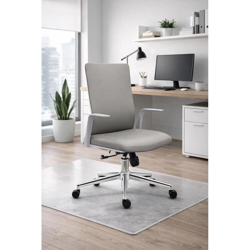 Modern Ergonomic Office Chair Faux Leather Upholstery Lumbar Support