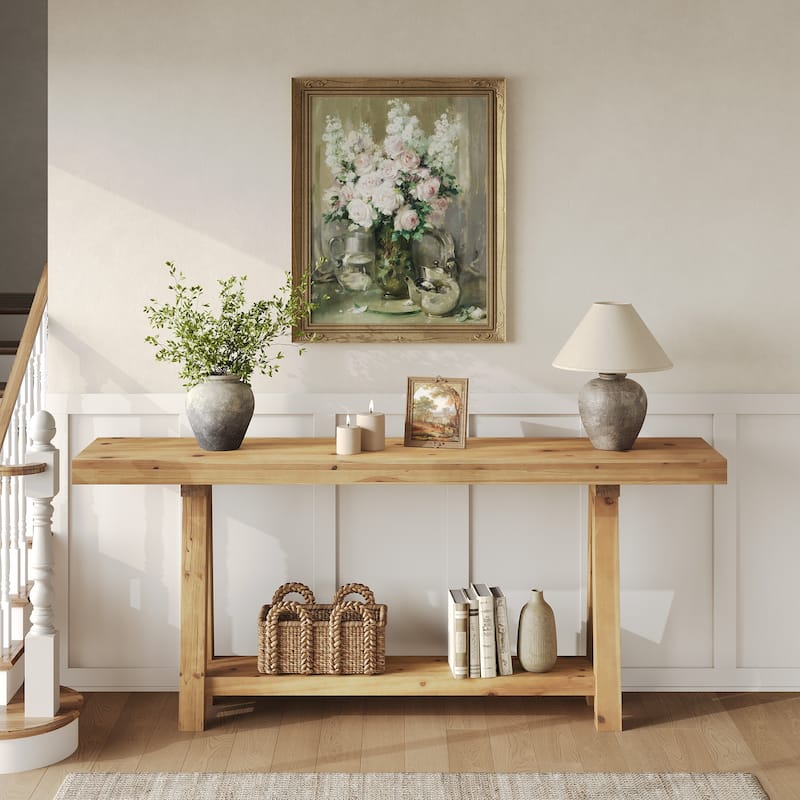 Solid Wood Console Table for Entryway, 70.87-Inch Long Sofa Table