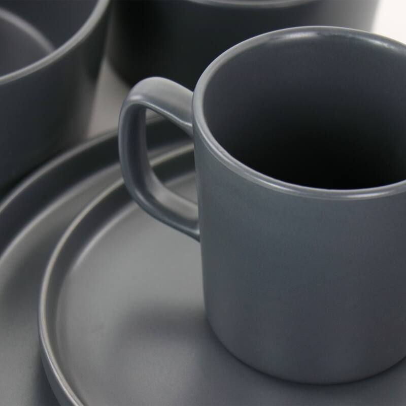 Elama Luxmatte Dark Grey 16 Piece Dinnerware Set