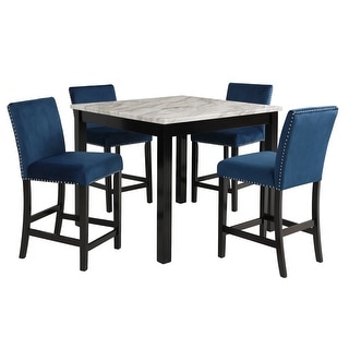 Jordan 5 Piece Counter Height Table Set, 4 Chairs, Wood, Royal Blue ...