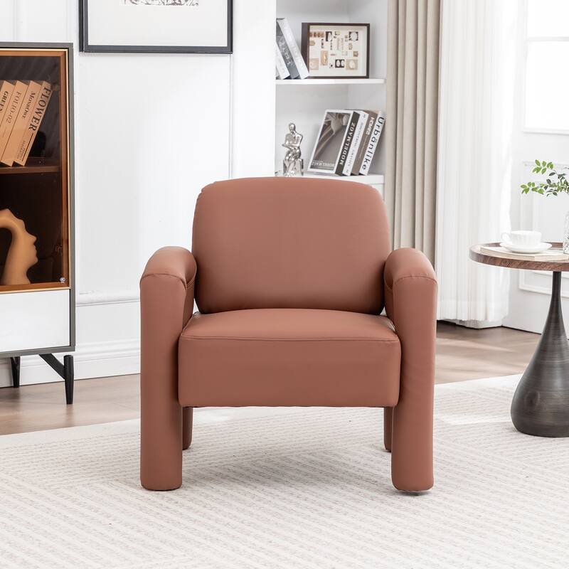 SEYNAR Modern PU Leather Accent Chair with Tubular Multifunctional Legs for Living Room