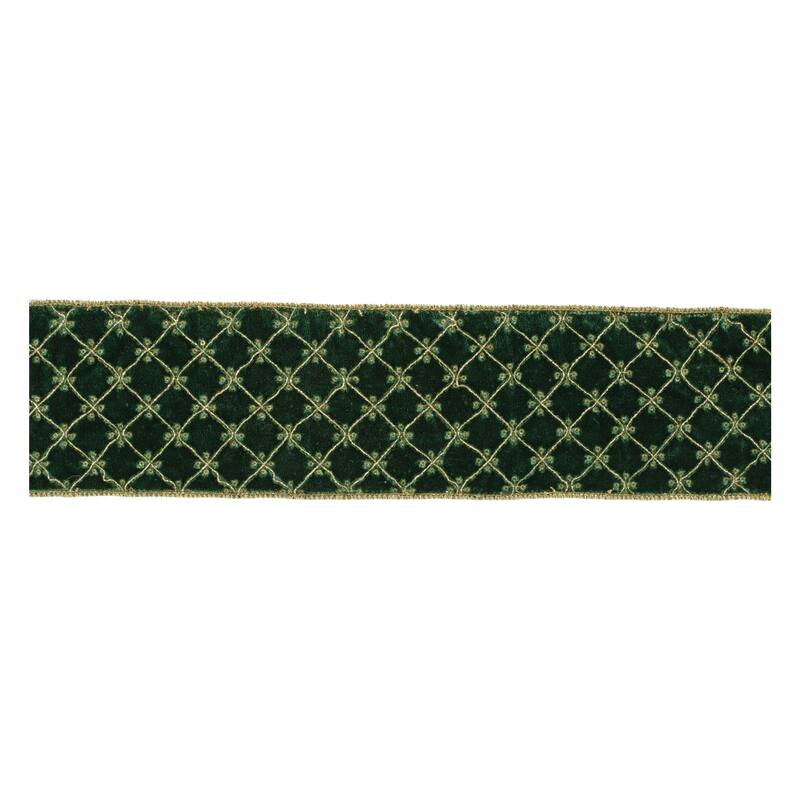 Ornate Diamond Pattern Wired Ribbon (Set of 2) - N/A