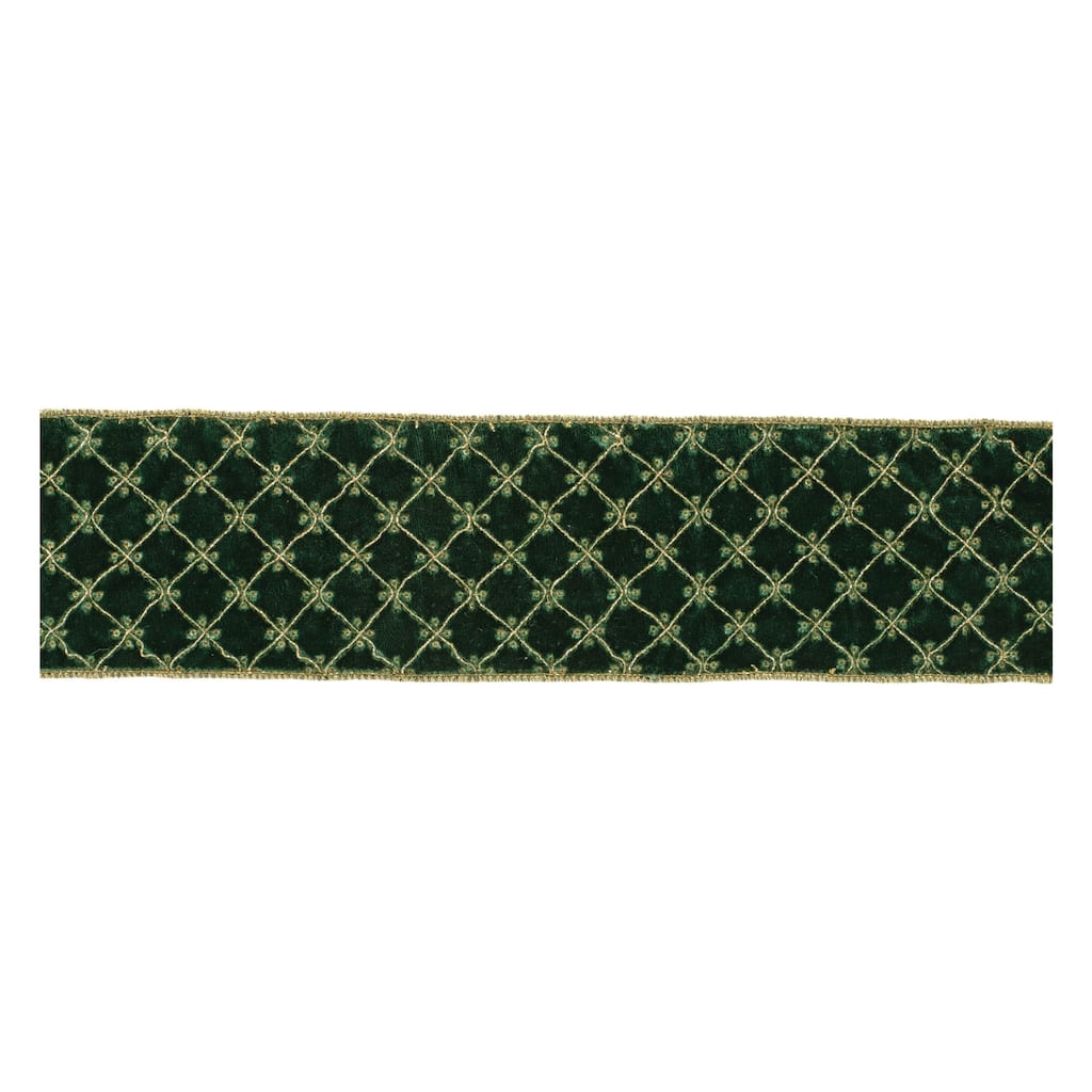 Ornate Diamond Pattern Wired Ribbon (Set of 2) - N/A