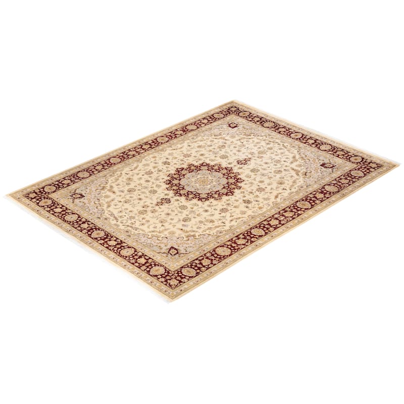 Overton Hand Knotted Wool Vintage Inspired Traditional Mogul Ivory Area Rug - 9 x 12