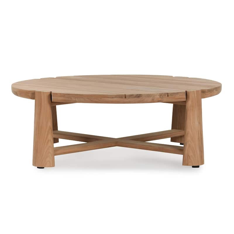 Classic Home Aston 48" Round Teak Wood Outdoor Coffee Table