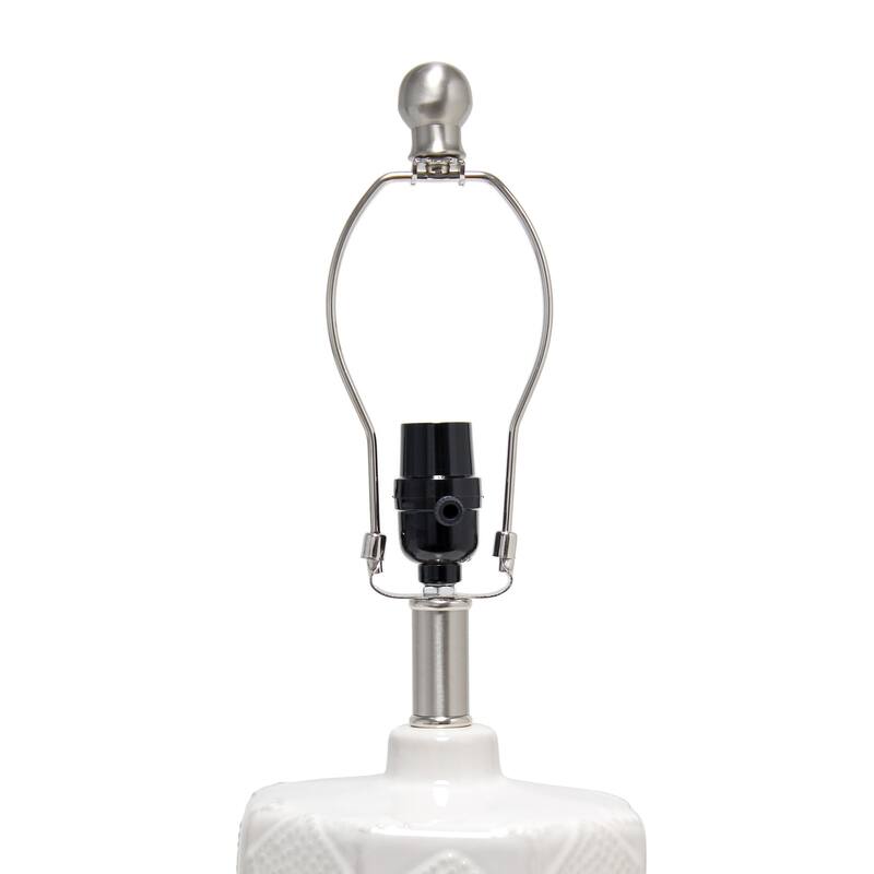 19 in. Off White Finish Table Lamp with White Shade, Desk Lamp for Writing and Computer Desks