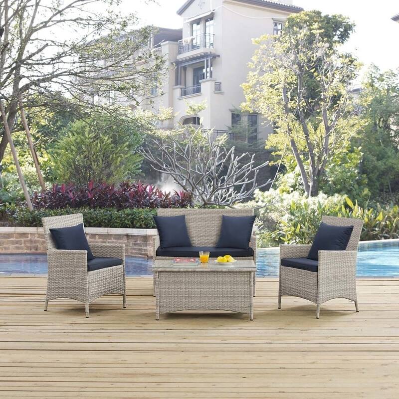 Modway Bridge Rattan 4-piece Outdoor Patio Set with Cushions