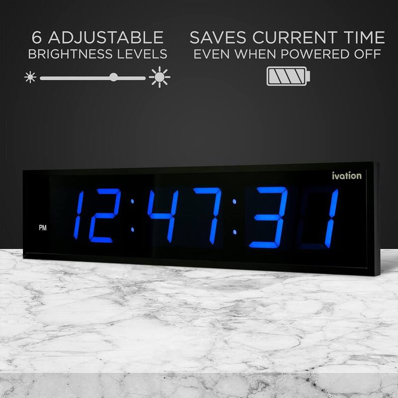 Ivation Large Digital Clock, Led Wall Clock with Stopwatch, Alarms, Timer & Remote, White