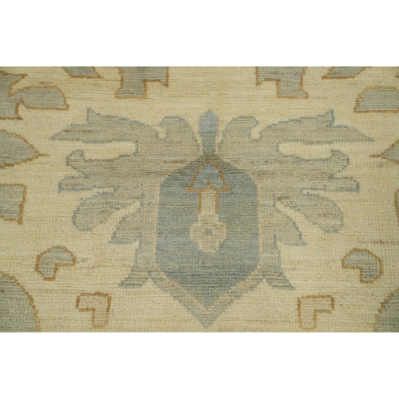 Vegetable Dye Wool Oushak Turkish Large Rug, Floral Geometric Carpet - 14' 6'' X 12' 3''