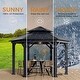 preview thumbnail 108 of 142, Outdoor Hardtop Gazebo Pergola w Galvanized Steel Roof and Aluminum Frame, Prime Curtains and nettings include