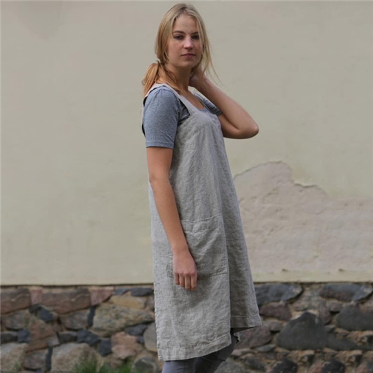 Square cross apron pinafore dress clearance