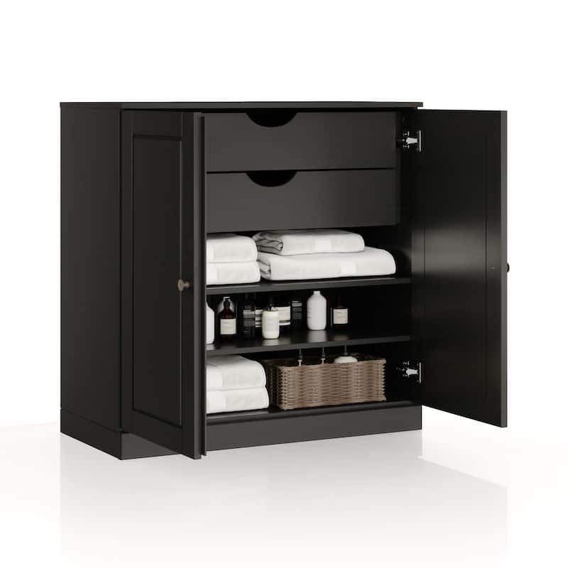Palace Imports 100% Solid Wood 32" Bathroom Cabinet with Solid Doors, 2-Drawers and Adjustable Shelves