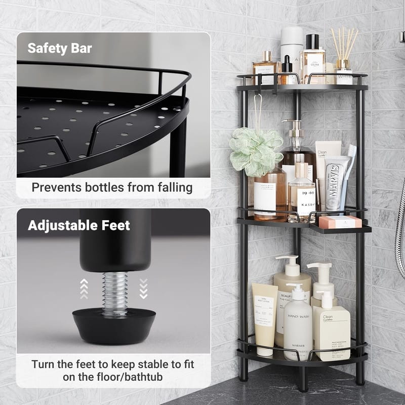 Corner Shower Caddy - 9.6"D x 9.6"W x 30.9"H