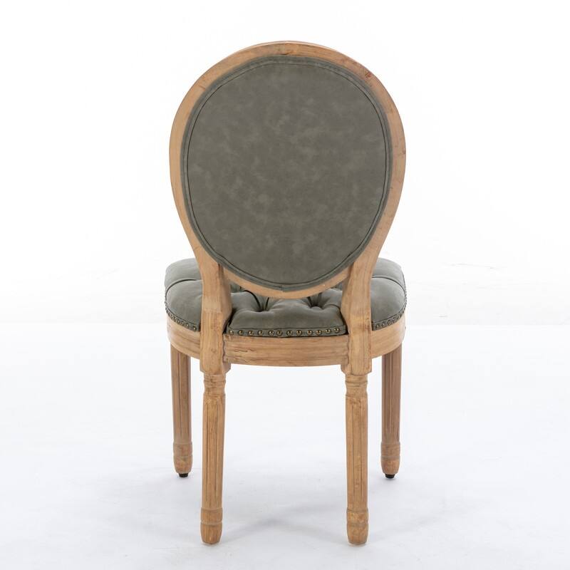 French Style Solid Wood Frame PU Leather Dining Chair with Nailhead Trim ,Set of 2