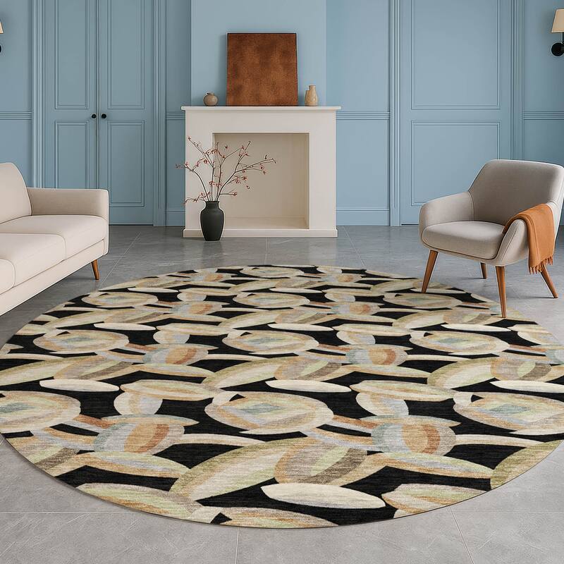 Machine Washable Indoor/ Outdoor Modern Heli Chantille Rug