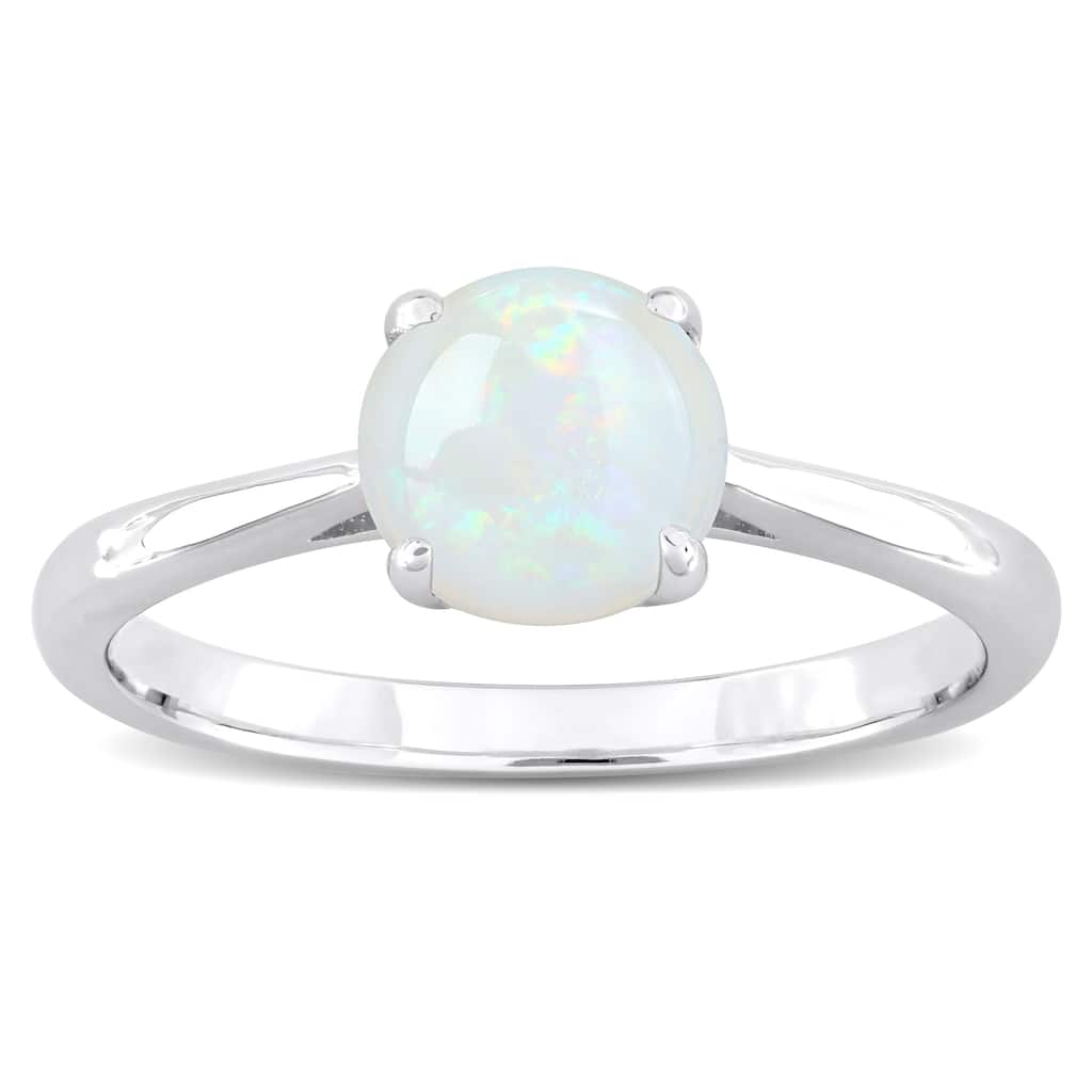 Miadora 4/5ct TGW Opal Solitaire Engagement Ring Sterling Silver