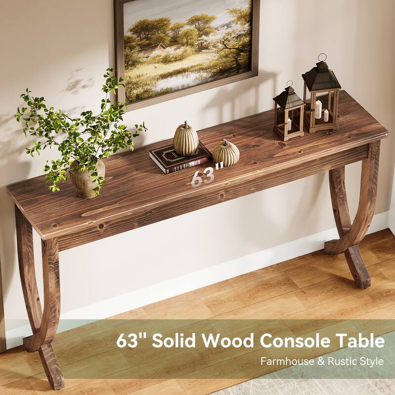 Solid Wood Console Table Farmhouse Sofa Couch Table for Entryway