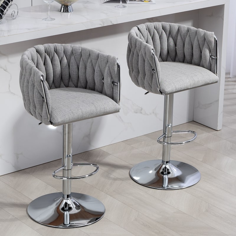 360° Fabric cover Swivel Bar Stools Set of 2 - Grey