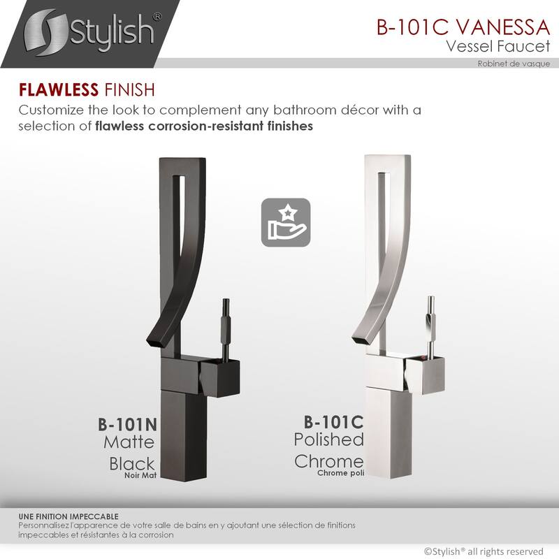STYLISH Single Handle Bathroom Faucet for Single Hole Brass Vessel Mixer Tap - Faucet Height: 17 1/2" | Spout Height: 8"