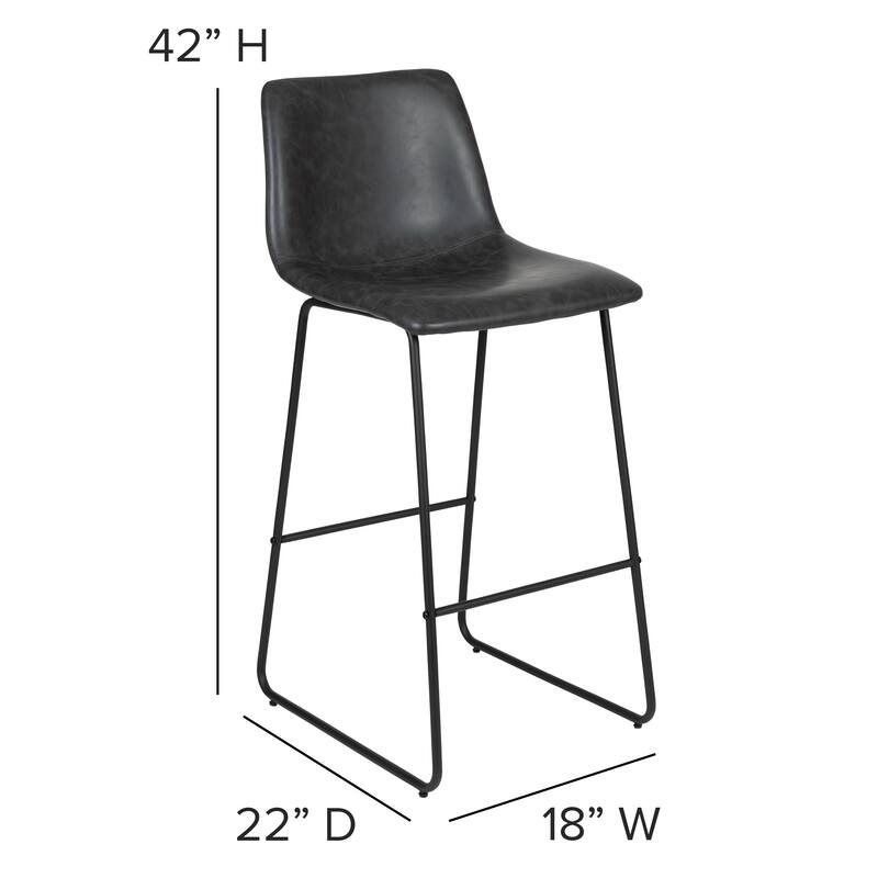 LeatherSoft Bucket Seat Bar Stool (Set of 2)