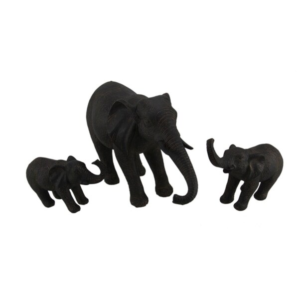 Rustic Brown 3 Piece Elephant Family Statue Set - 7.5 X 14 X 4.5 inches