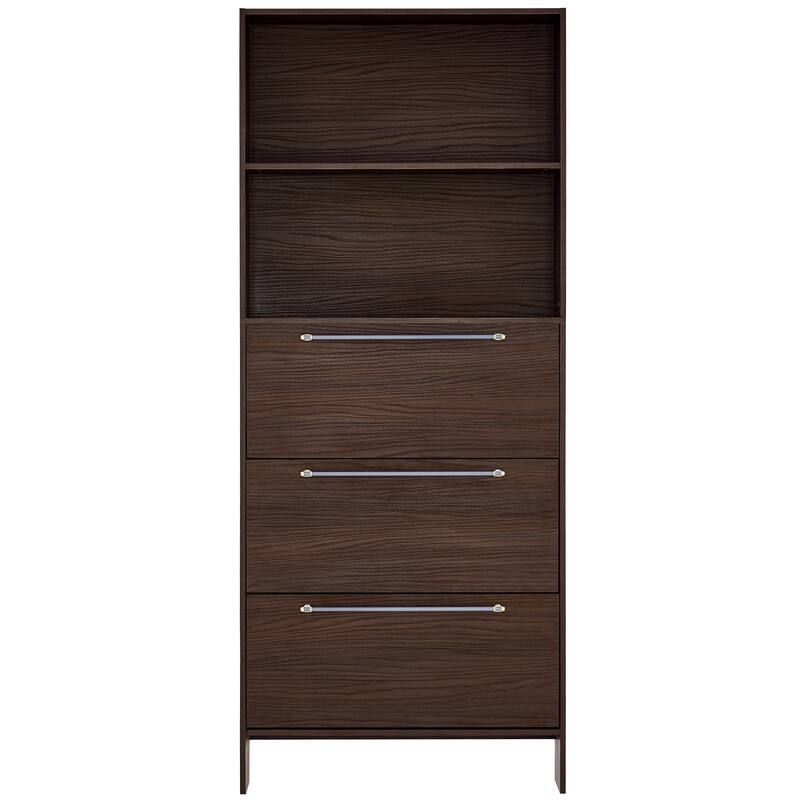 78.75'' Tall Narrow Dark Wood Storage Cabinet with Flip Drawers