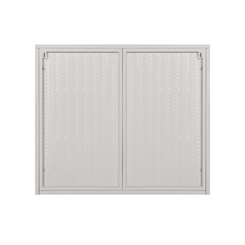 27.56"Glass Doors Modern Two-door Wall Cabinet with Featuring Three-tier Storage - N/A