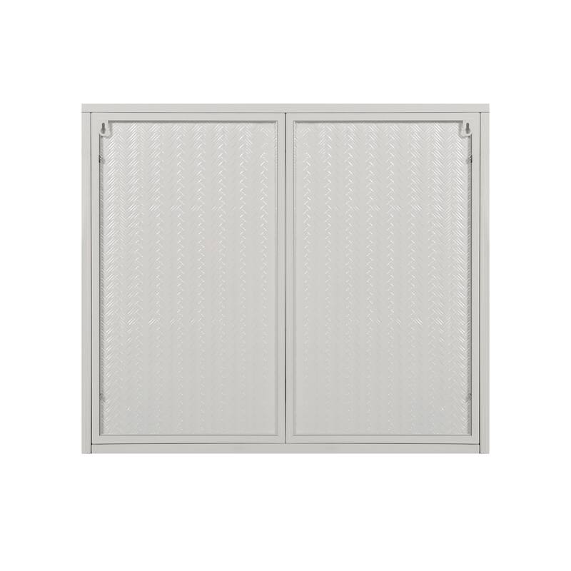 Modern Two-door Wall Cabinet with Glass Doors and Detachable Shelves for Entryway, Living Room, Bathroom