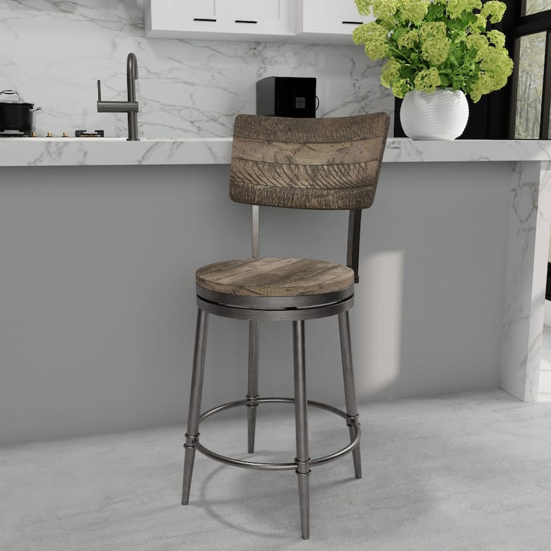 Hillsdale Jennings Wood and Metal Swivel Stool