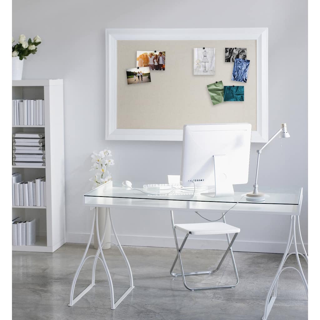 DesignOvation Whitley Framed Linen Fabric Pinboard - 29.5x45.5