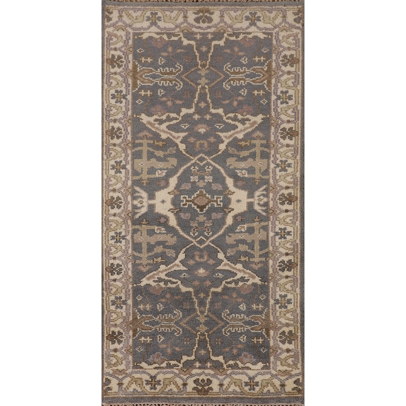 Gray Oushak Oriental Accent Rug Handmade Wool Carpet - 2'7"x 6'1"