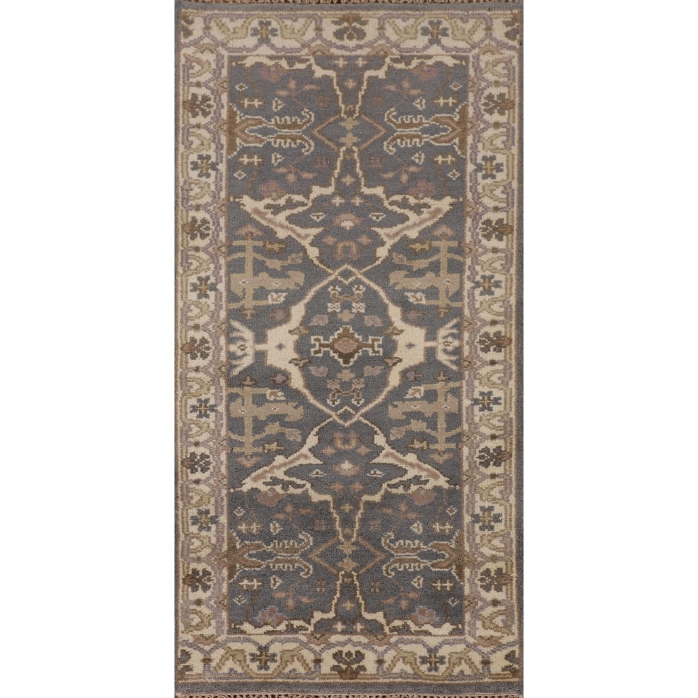 Gray Oushak Oriental Accent Rug Handmade Wool Carpet - 2'7"x 6'1"