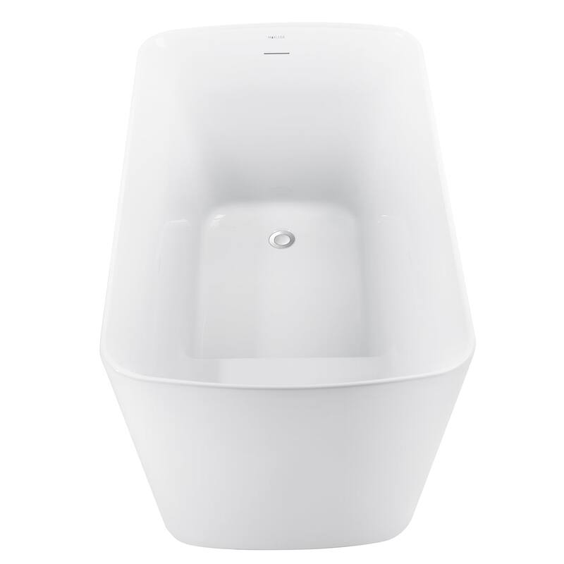 47 in. Glossy Acrylic Flatbottom Freestanding Non-Whirlpool Soaking Bathtub in White With Seat
