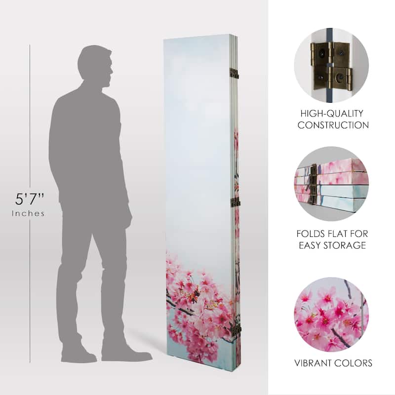 American Art Decor Double-Sided Canvas Room Divider, 4 Panels, 70" H x 63" L