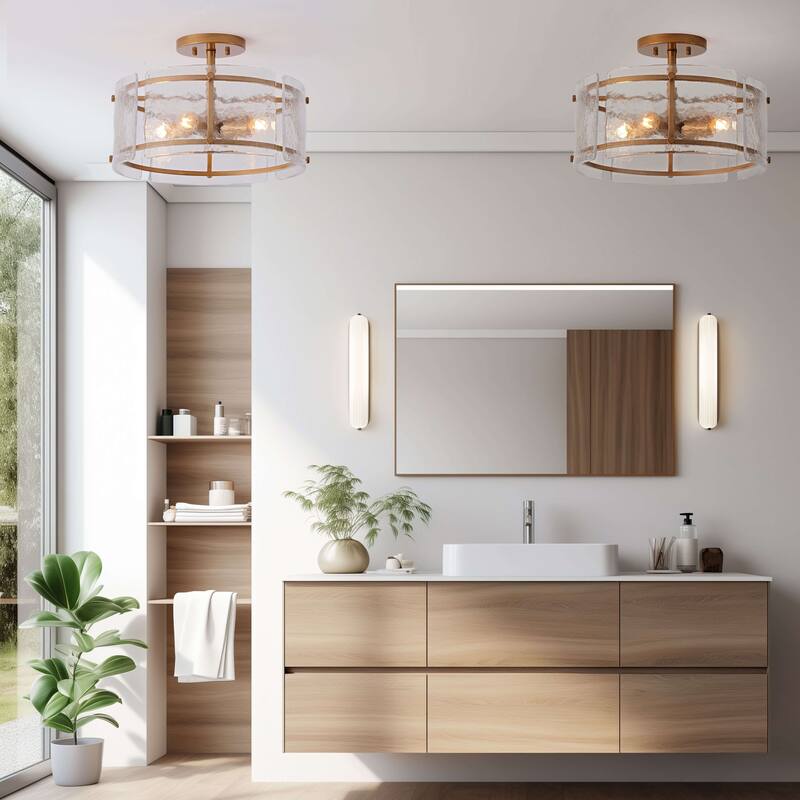 Laia 4-Light Water Textured Glass Drum Flush Mount