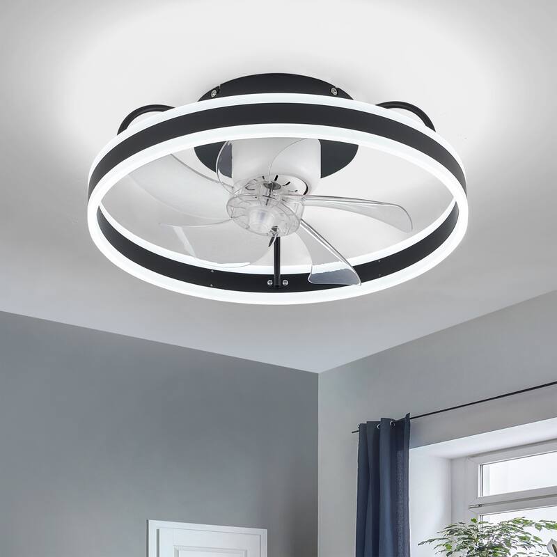 Starsky 19.7inch Oscillating Ceiling Fan Light LED Flush Mount with Remote