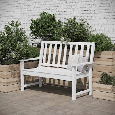 Indoor-Outdoor Recycled HDPE Bench with Contoured Seat and Integrated Arms