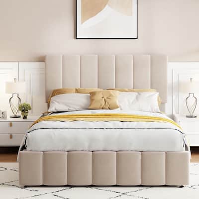 Upholstered Platform Bed with Hydraulic Storage System