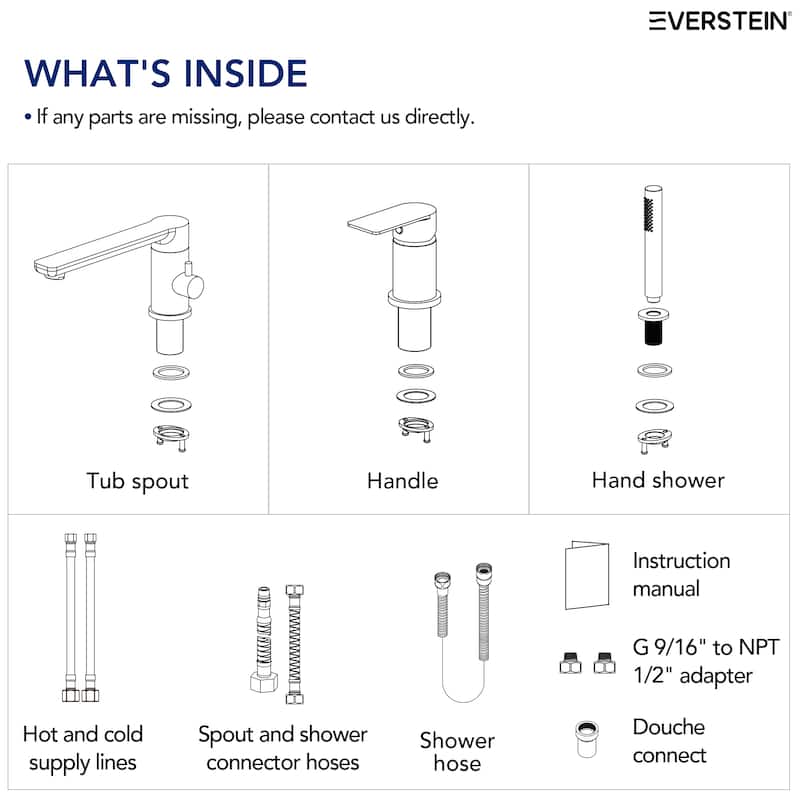 Modern Tub Filler with Hand Sprayer Deck Mount Tub Faucet with Hand Shower 3 Holes Bathtub Faucet Brass