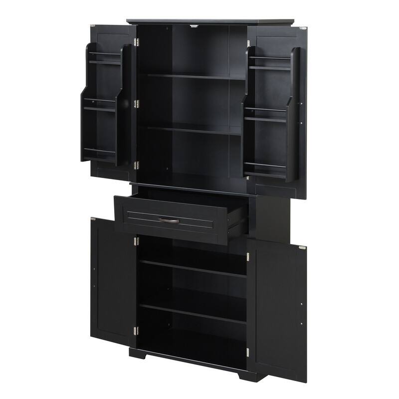 Bathroom Floor Cabinet, Freestanding Storage Cabinet with Doors and Drawer, Kitchen Cupboard with Adjustable Shelf