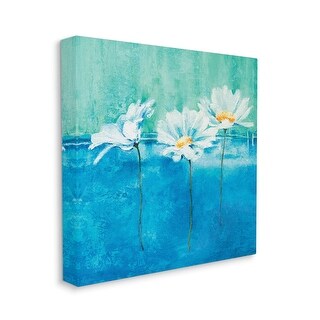 Stupell Abstract Blue Color Pop White Daisy Floral Canvas Wall Art ...