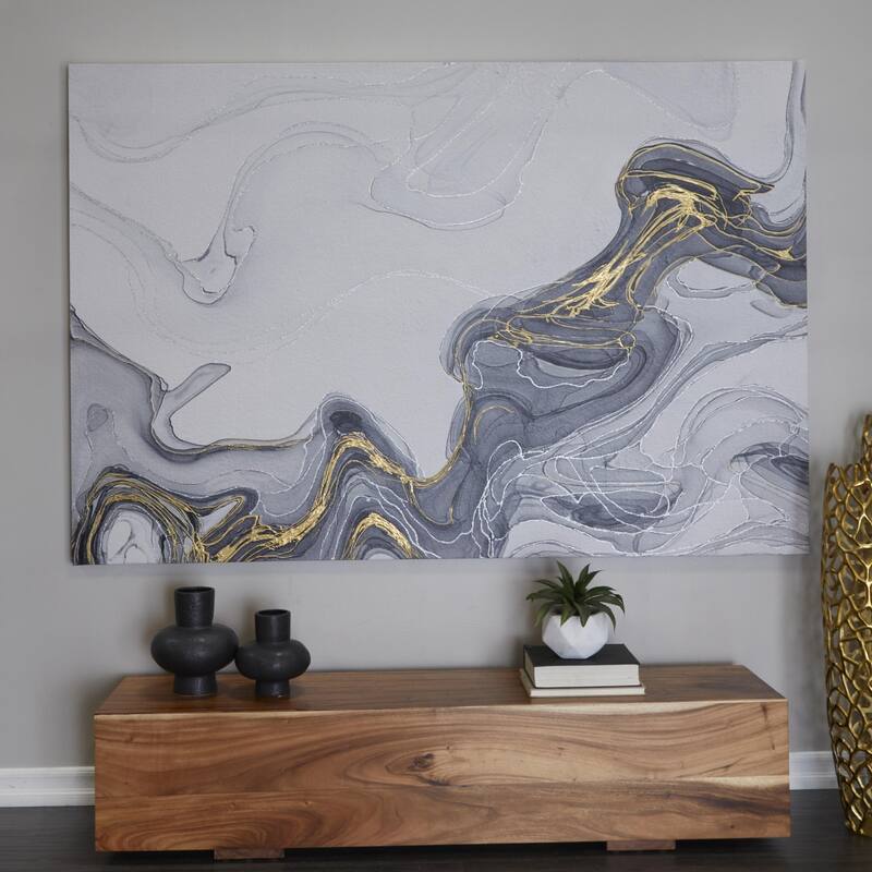 Canvas Geode Waves Wall Art - Gray - Roche River Decor