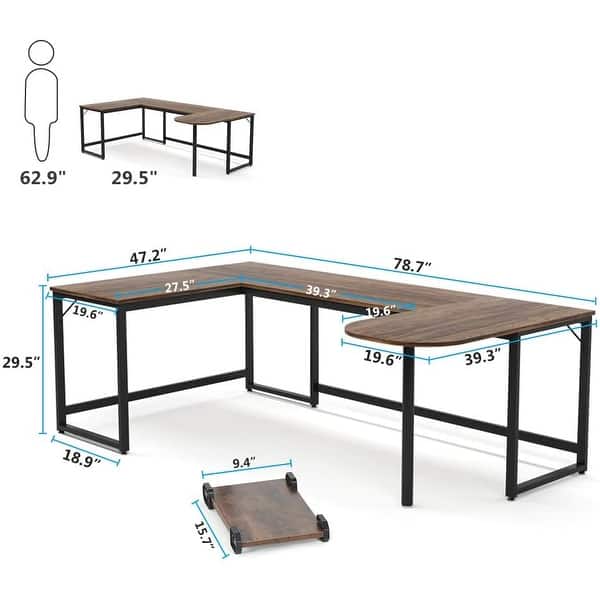 U Shaped Computer Desk L Shaped Desk With Printer Stand Overstock 33583552 Black Extra Long L Shaped Desk