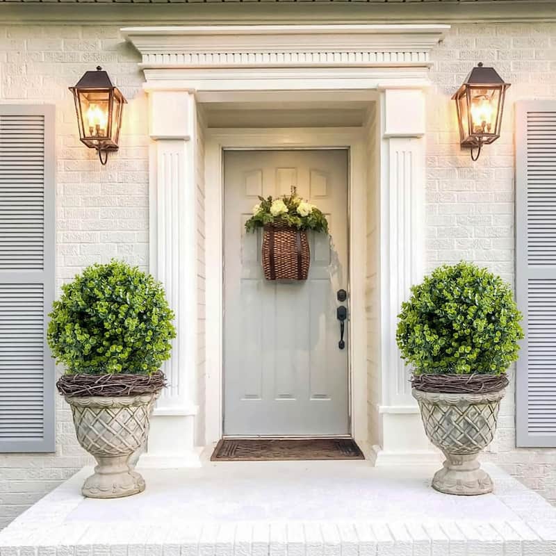 Set of 2/4 Artificial Eucalyptus Topiary Ball Trees with Metal Stakes
