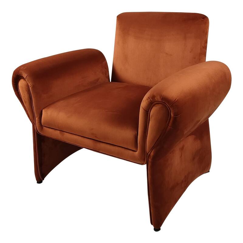 Whitney Rust Orange Upholstered Roll Arm Accent Armchair