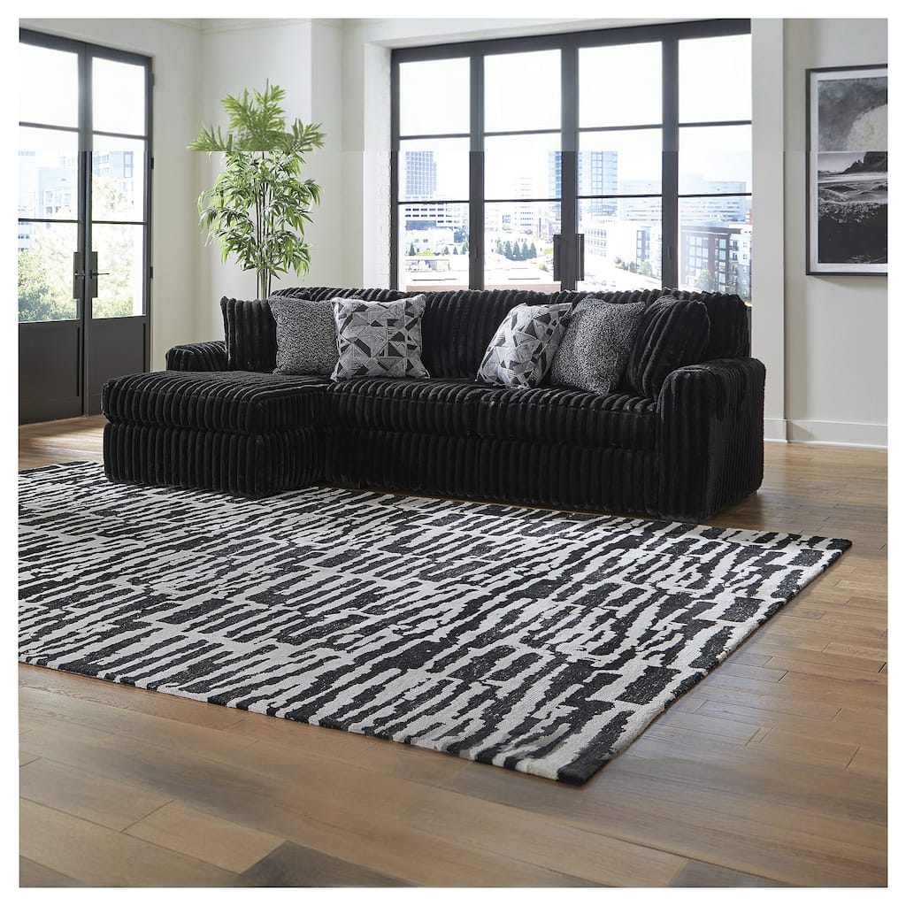 Signature Design by Ashley Midnight-madness Black 2-Piece Sectional Sofa with Chaise - 120" W x 65" D x 40" H
